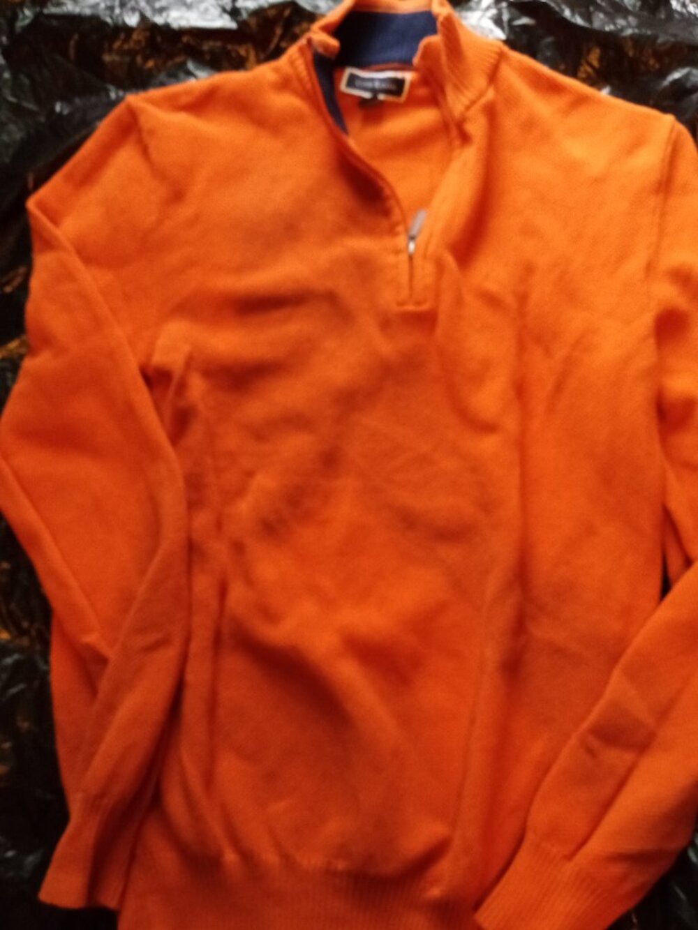 Club Room 1/4 Zip Orange Mens Small